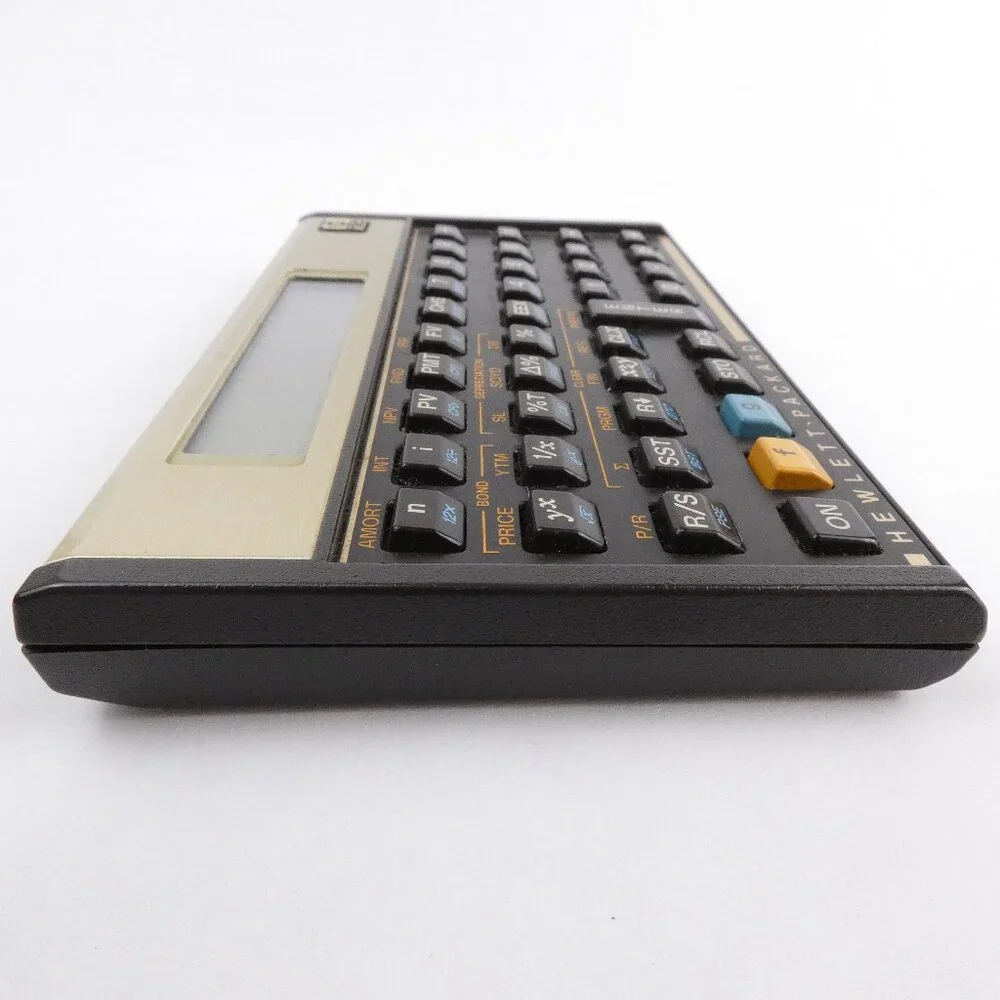 HP 12C Financial Calculator 10-Digit LCD With Case and Batteries Gold Faceplate